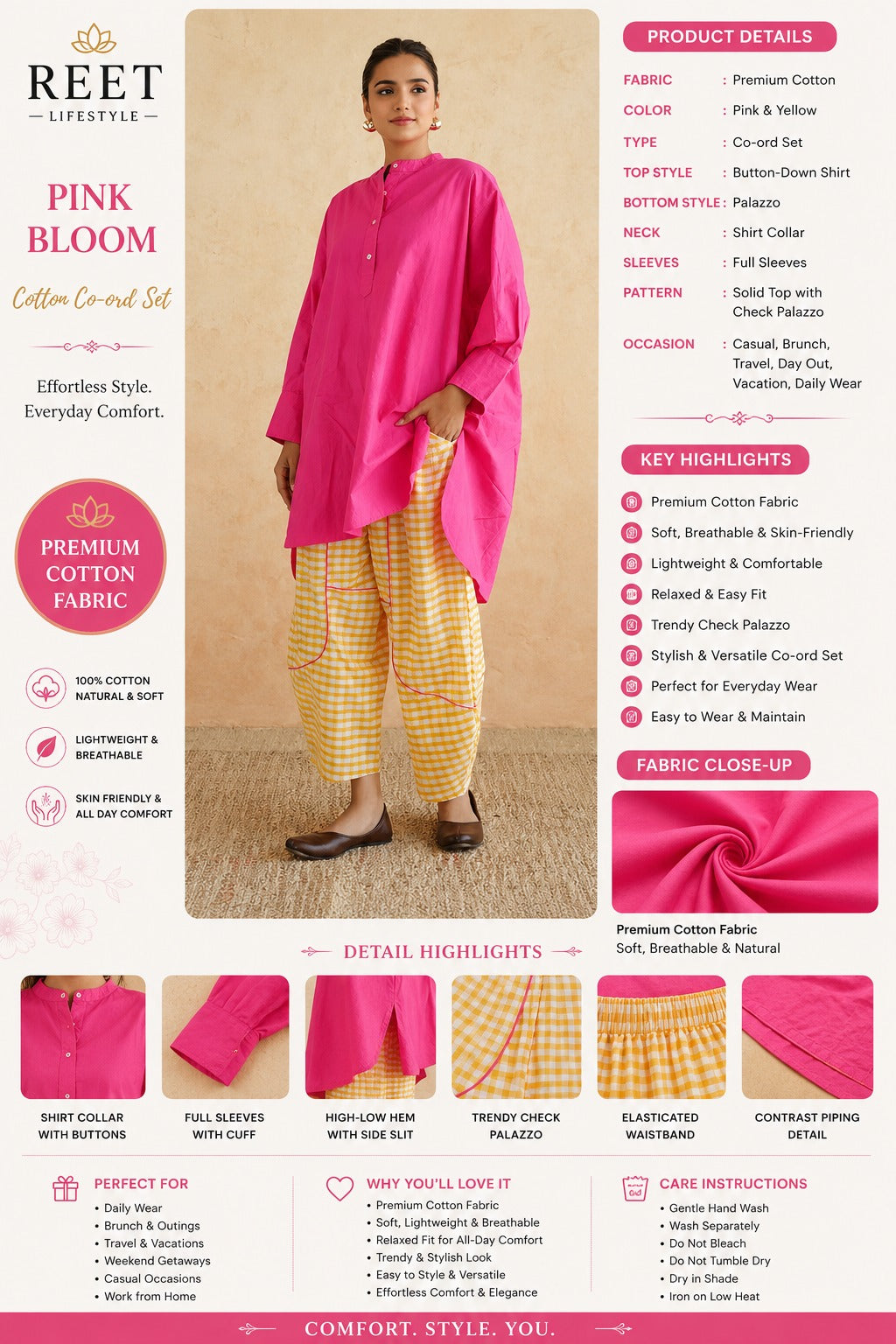 Noor Sunehri Gingham Cotton Co-Ord Set