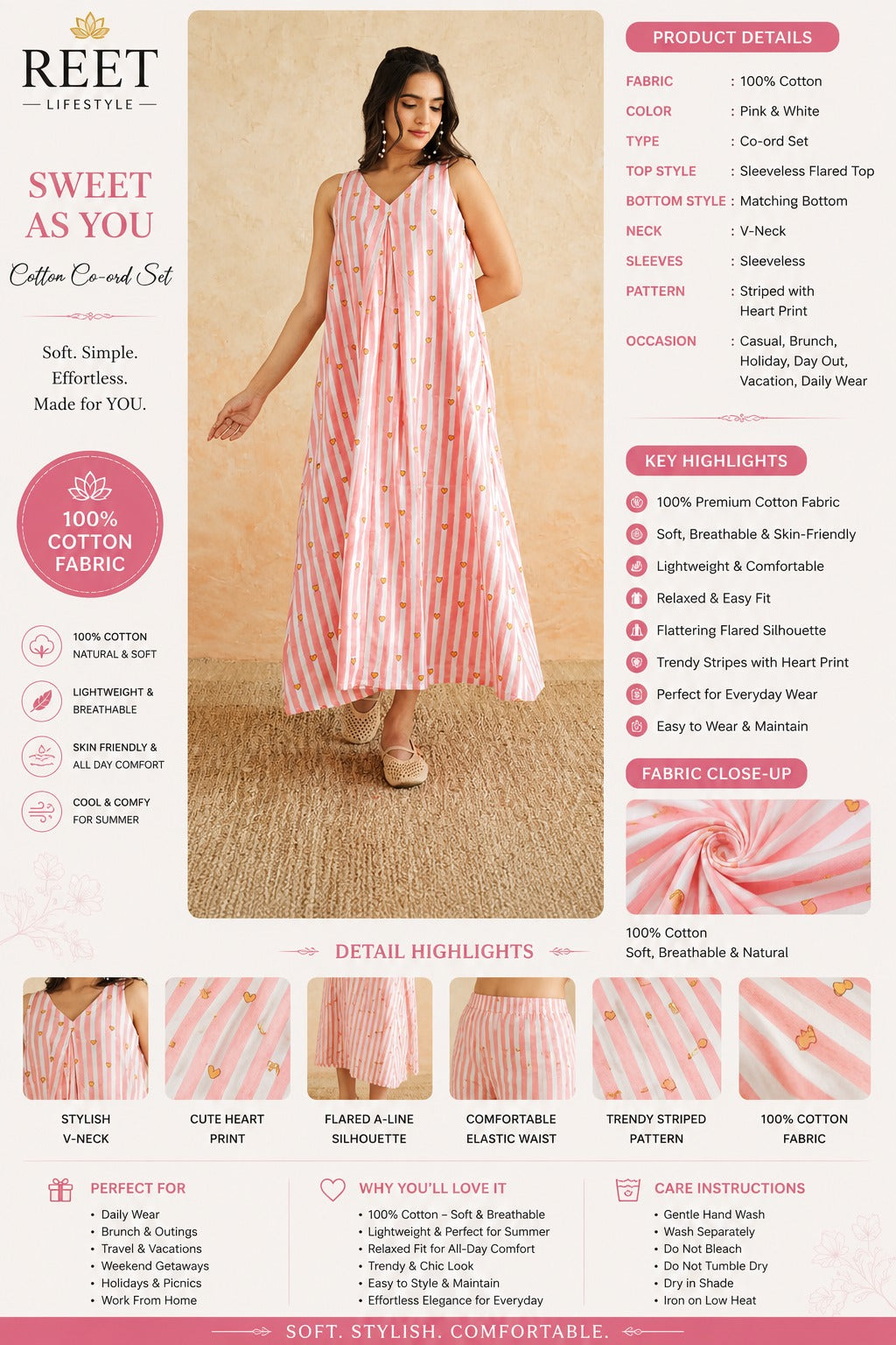 Noor Rasna Striped Cotton Maxi Dress