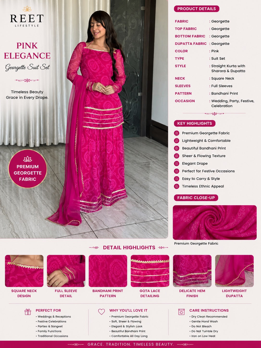 Noor Gulnaar Bandhani Sharara Set