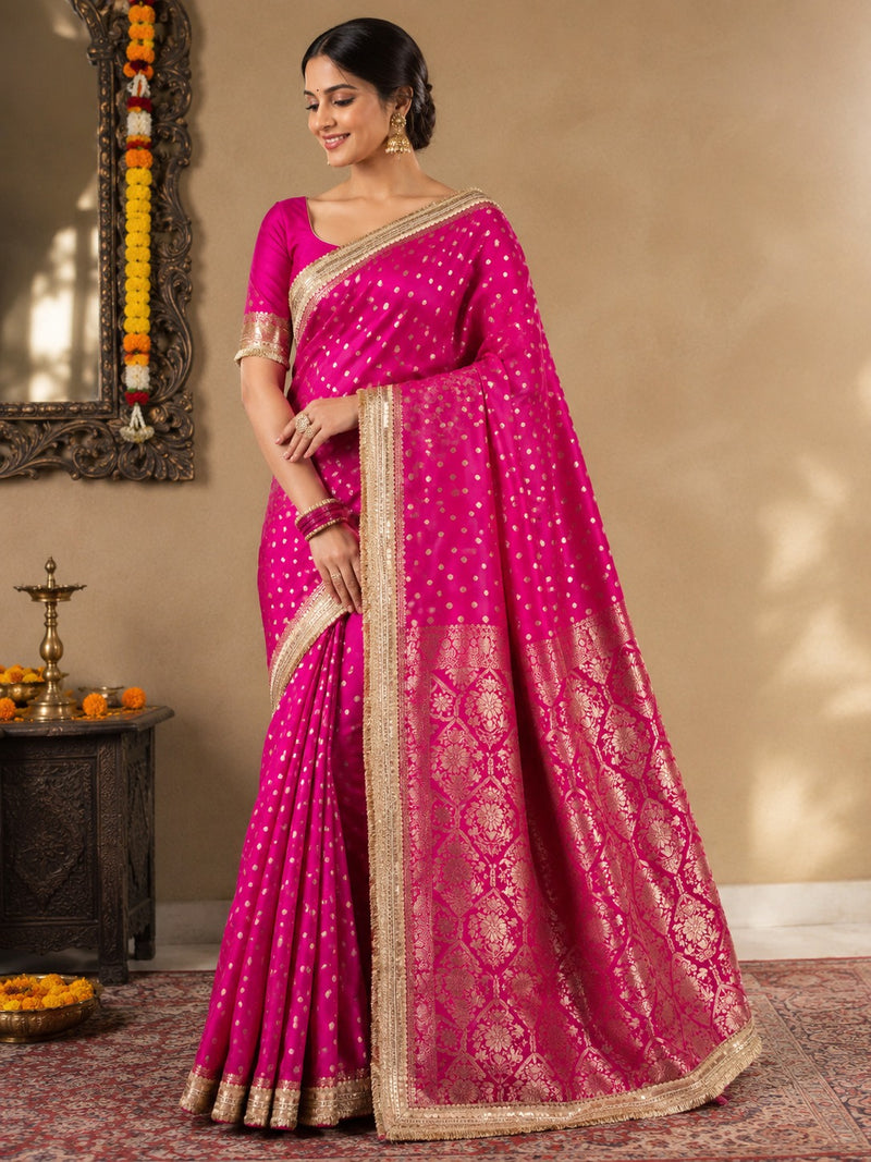 Maharani Noor Polka Satin Silk Saree