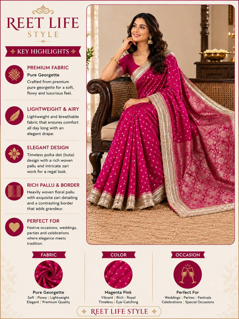 Maharani Noor Polka Satin Silk Saree