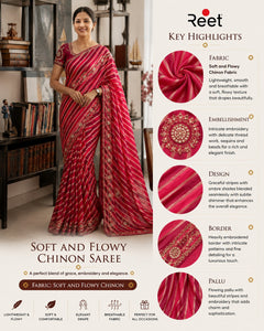 Gulabi Noor Gota Patti Chinon Saree
