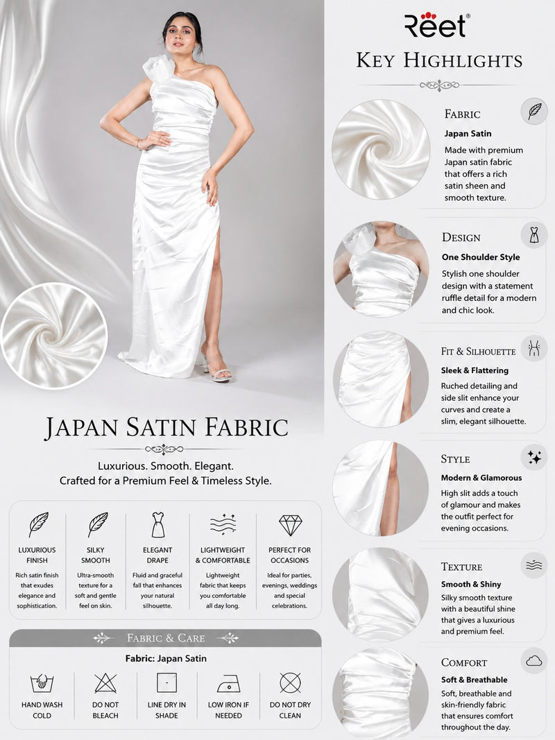 Ivory Muse One-Shoulder Ruched Maxi Dress