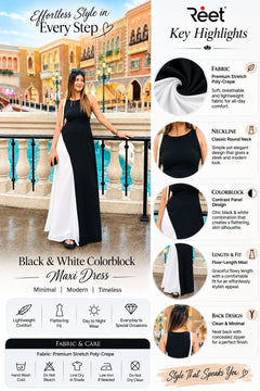 Noir Ivory Contrast Panel Maxi Dress