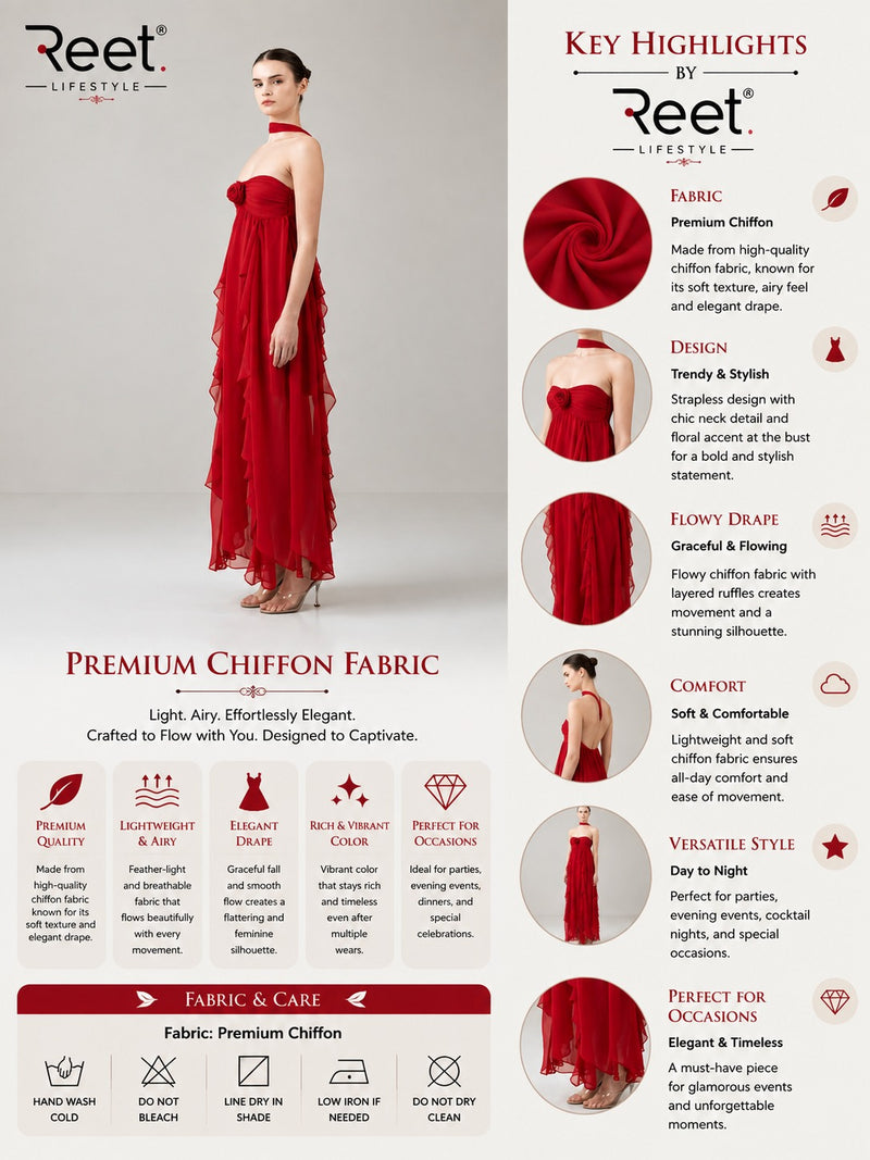 Crimson Rose Cascade Maxi Dress
