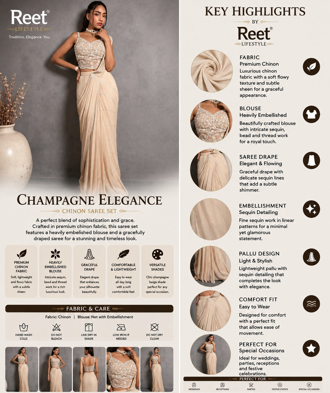 Ziyaara Pearl Draped Saree