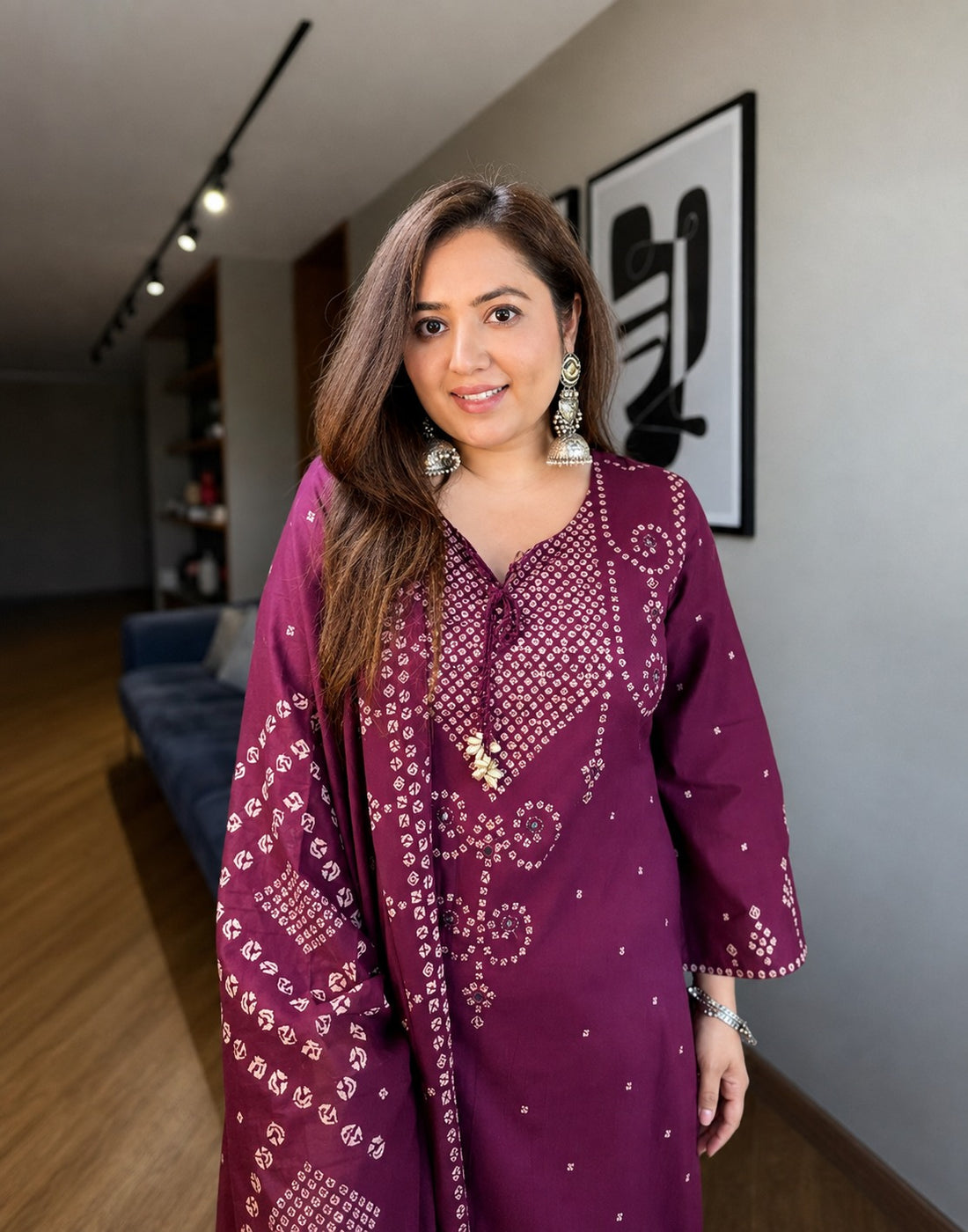 Gulbahar Maroon Printed Cotton Suit