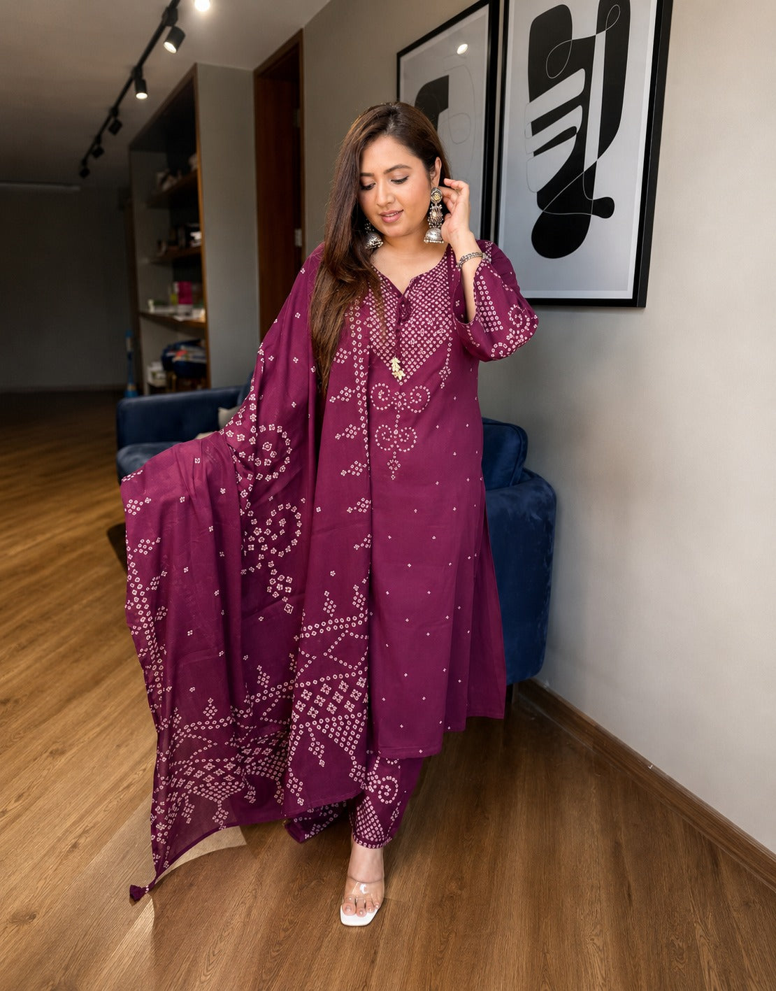 Gulbahar Maroon Printed Cotton Suit