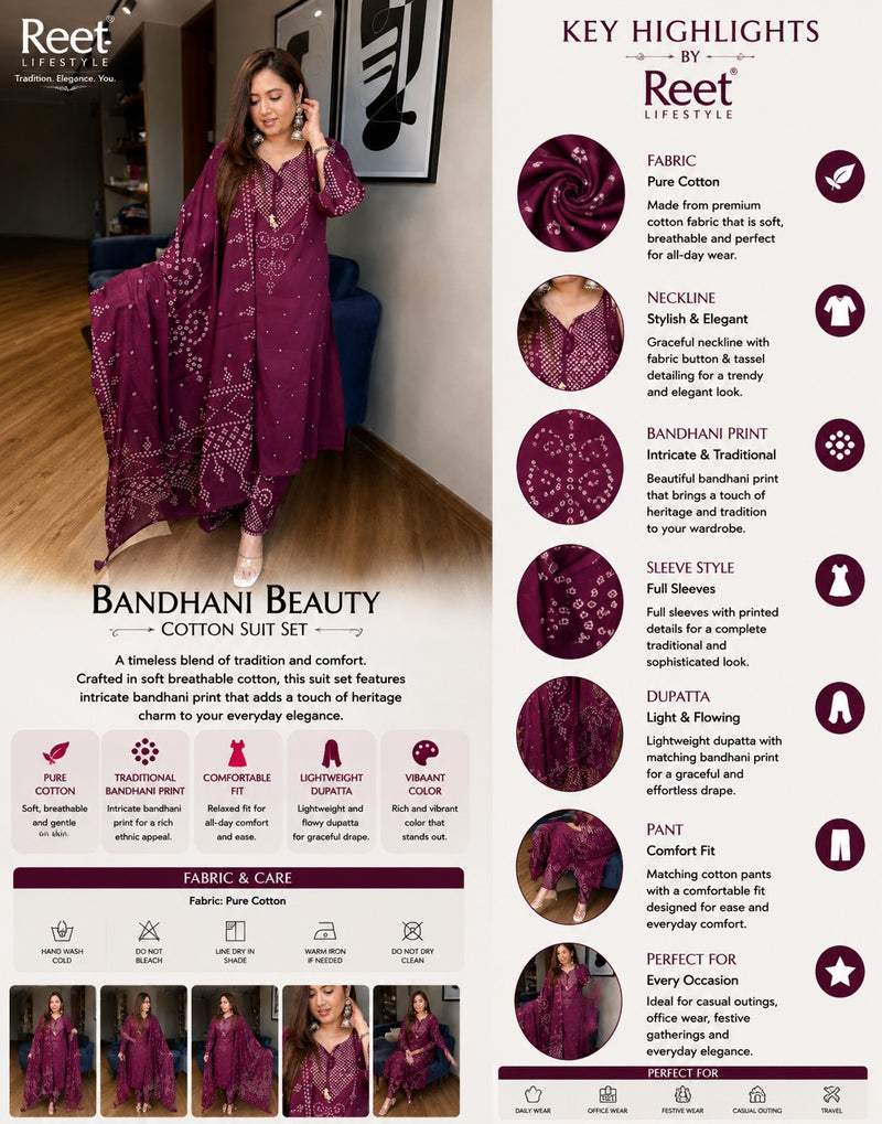 Gulbahar Maroon Printed Cotton Suit