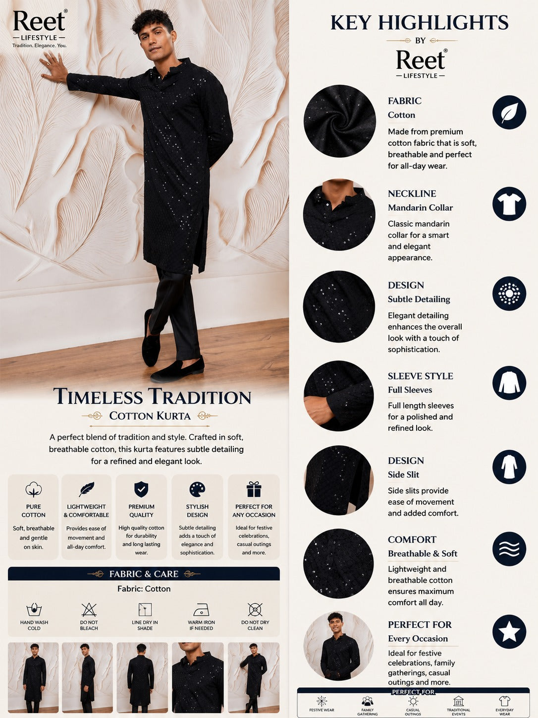 Darsh Black Festive Kurta