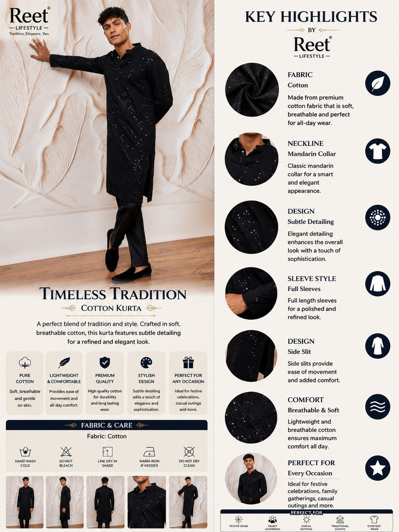 Darsh Black Festive Kurta