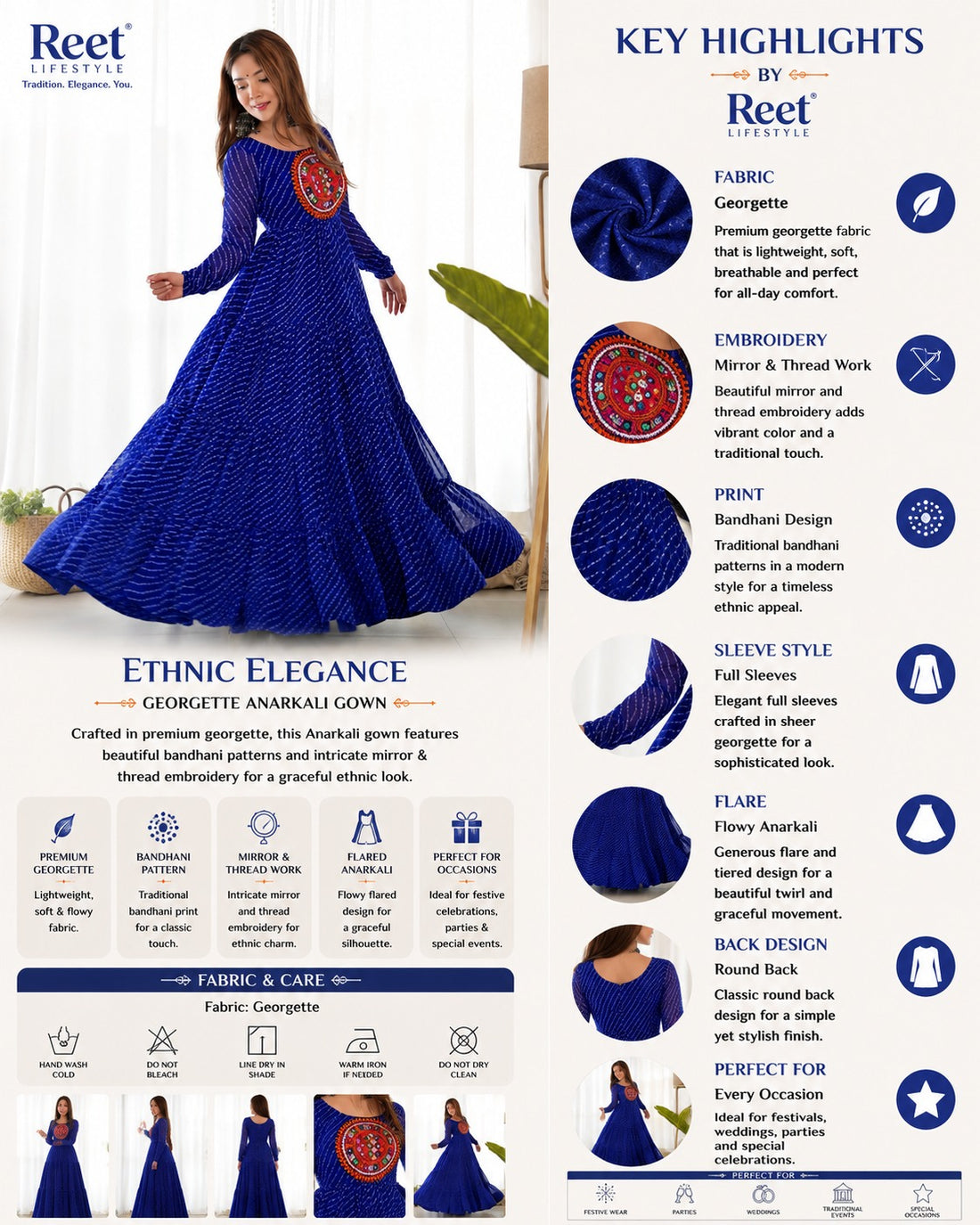 Aroshika Blue Festive Gown