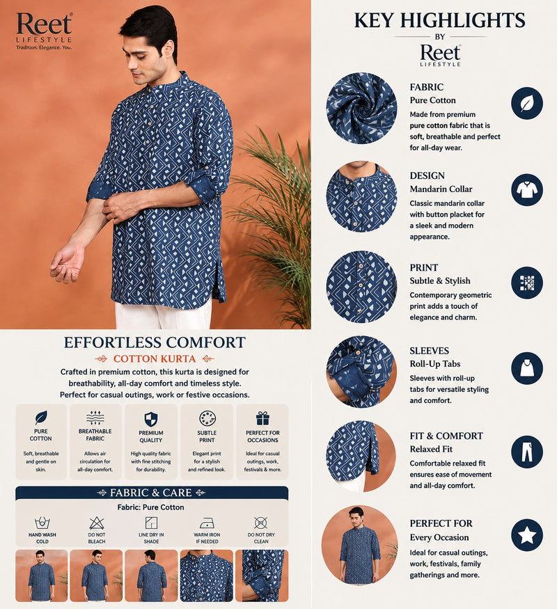 Neel Sutra Cotton Kurta