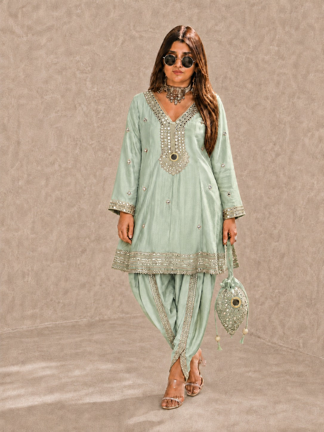 Aarika Lime Festive Dhoti Set