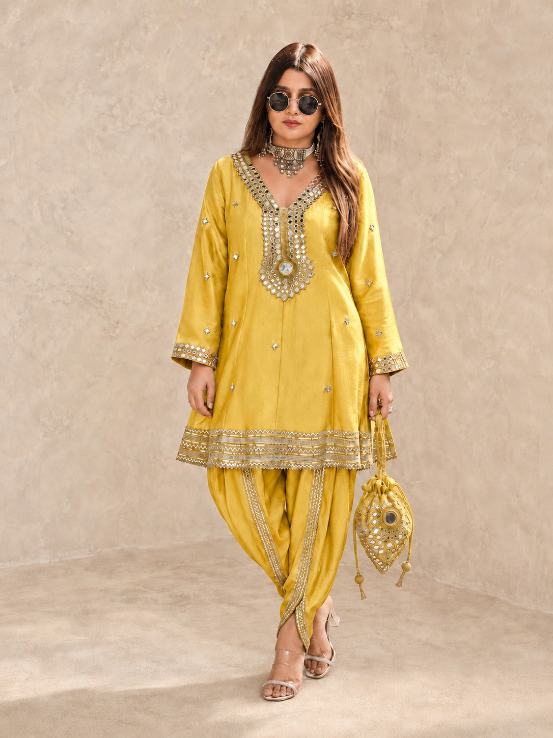 Aarika Lime Festive Dhoti Set