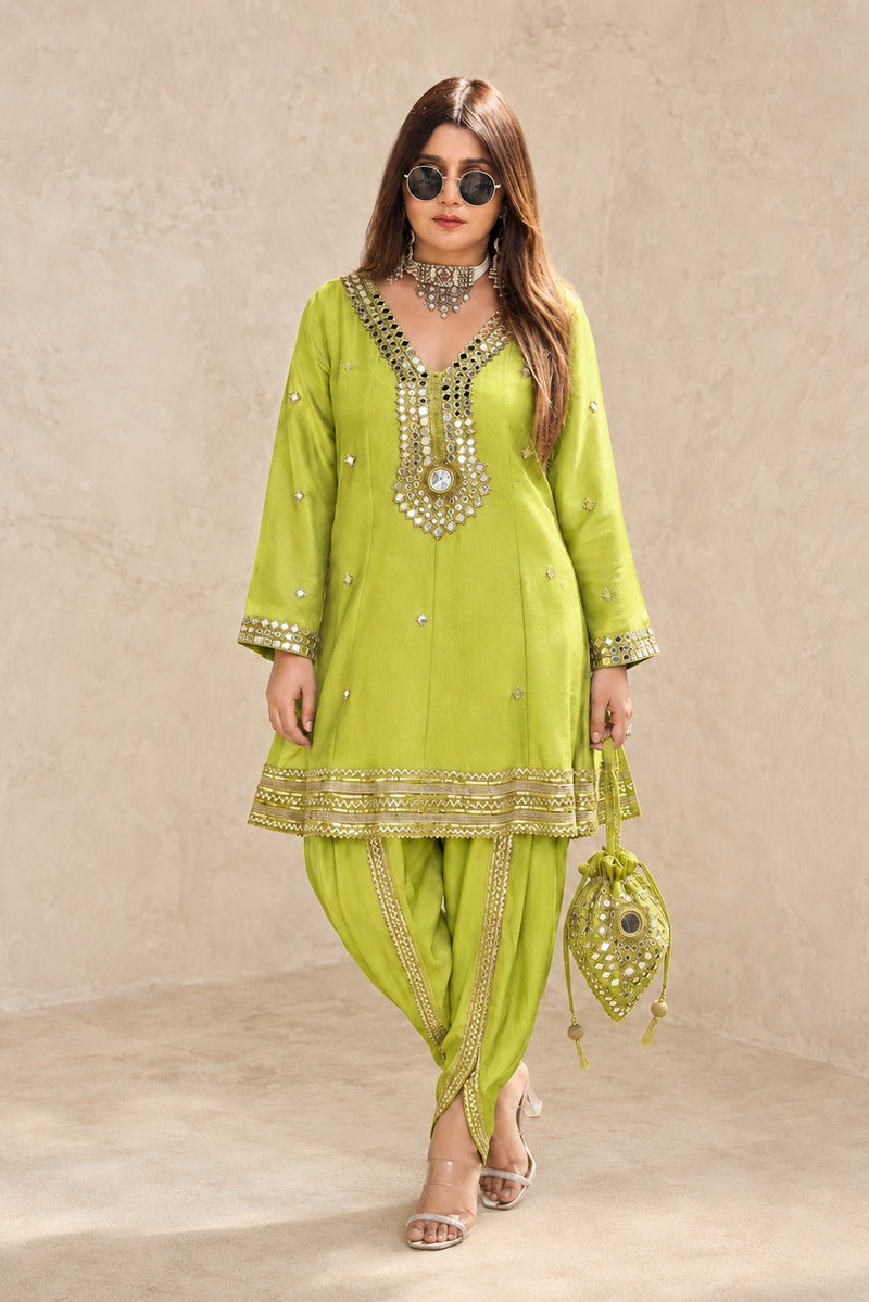 Aarika Lime Festive Dhoti Set