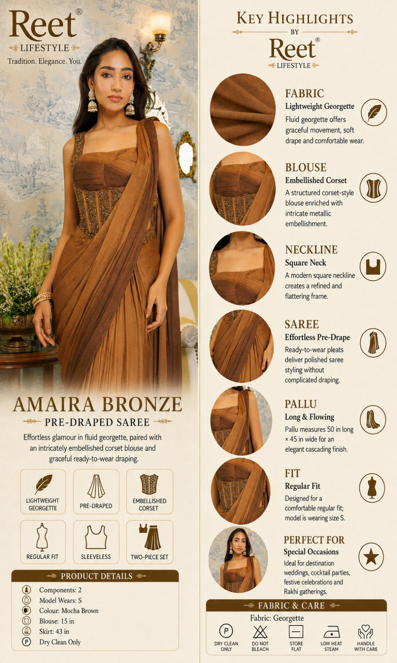 Amaira Bronze Pre-Draped Saree