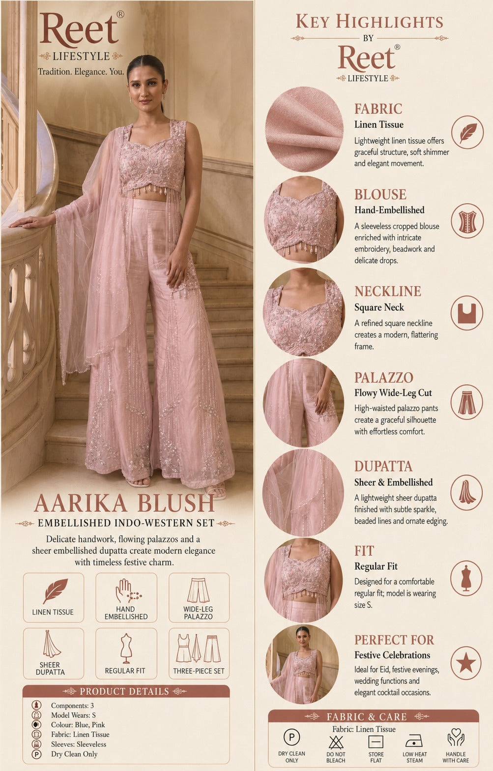 Aarika Blush Embellished Indo-Western Set