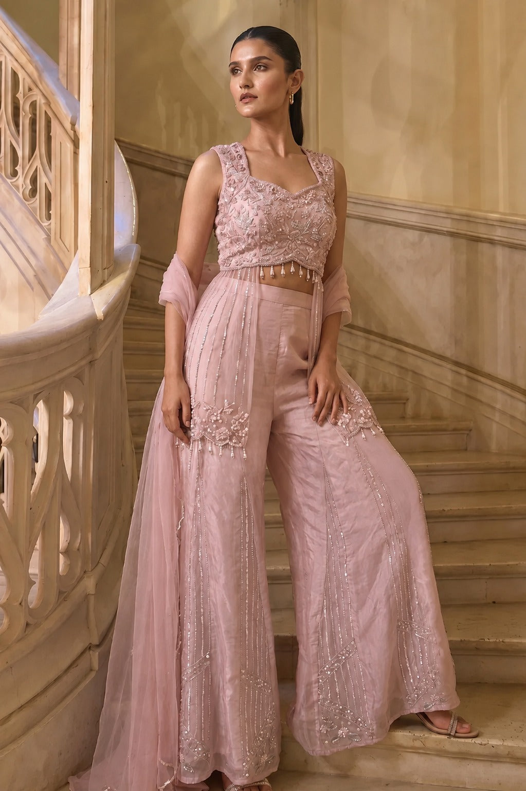 Aarika Blush Embellished Indo-Western Set