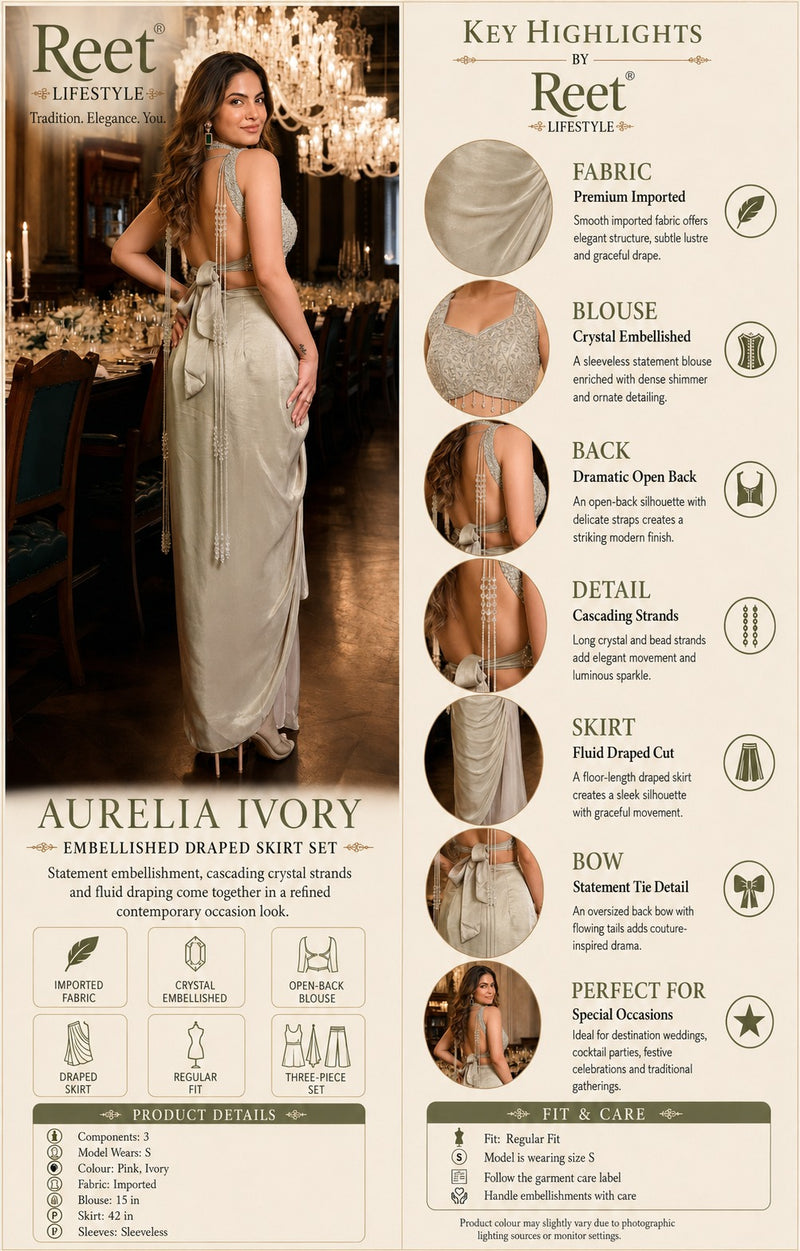 Riva Pearl Draped Skirt Set