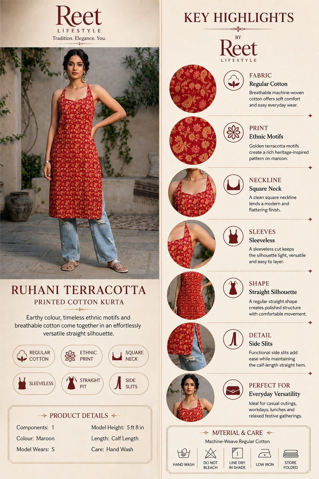Ruhani Terracotta Printed Kurta