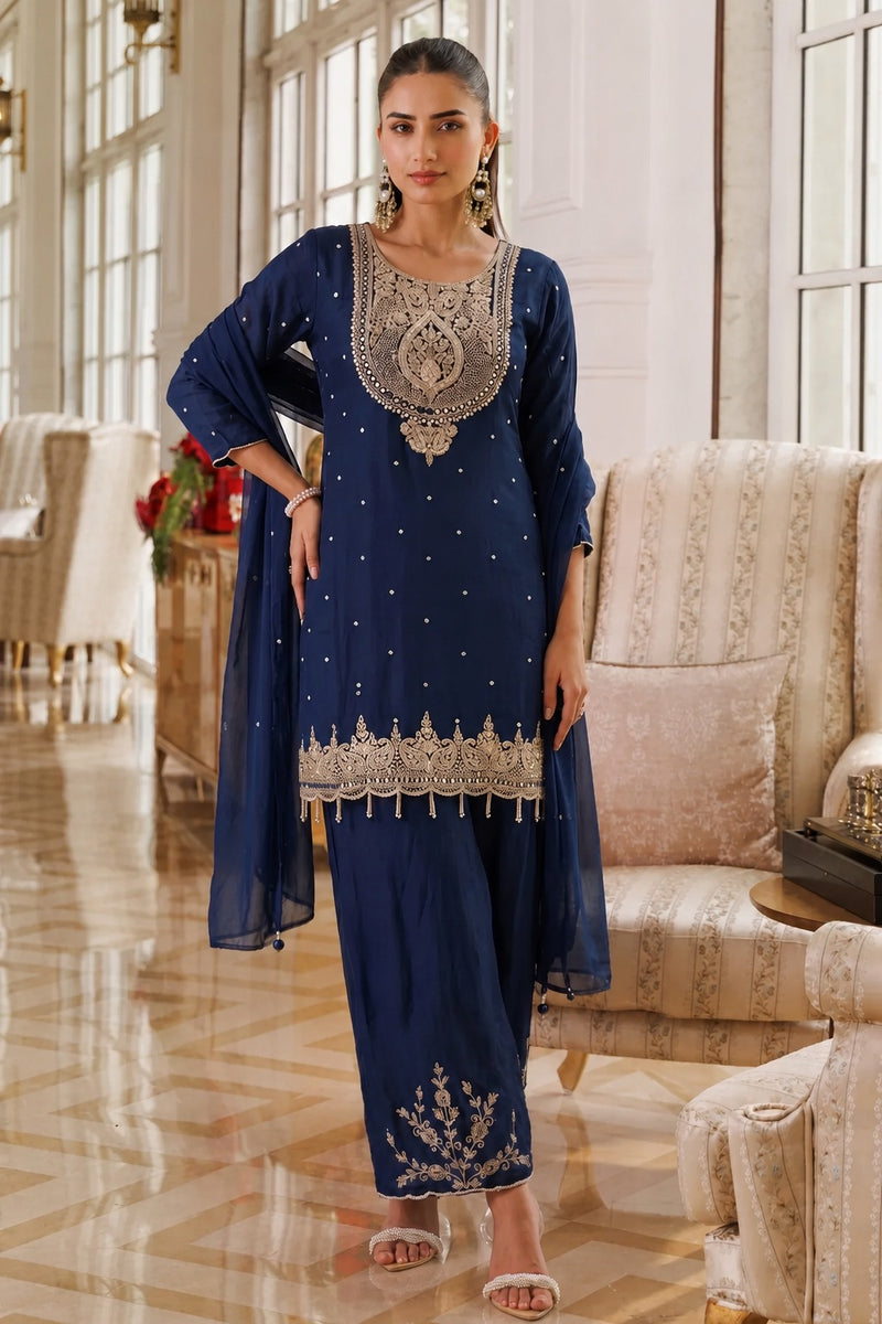 Zariya Ruby Handwork Palazzo Set