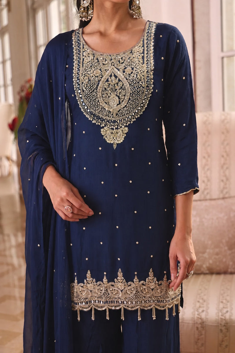 Zariya Ruby Handwork Palazzo Set