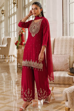 Zariya Ruby Handwork Palazzo Set