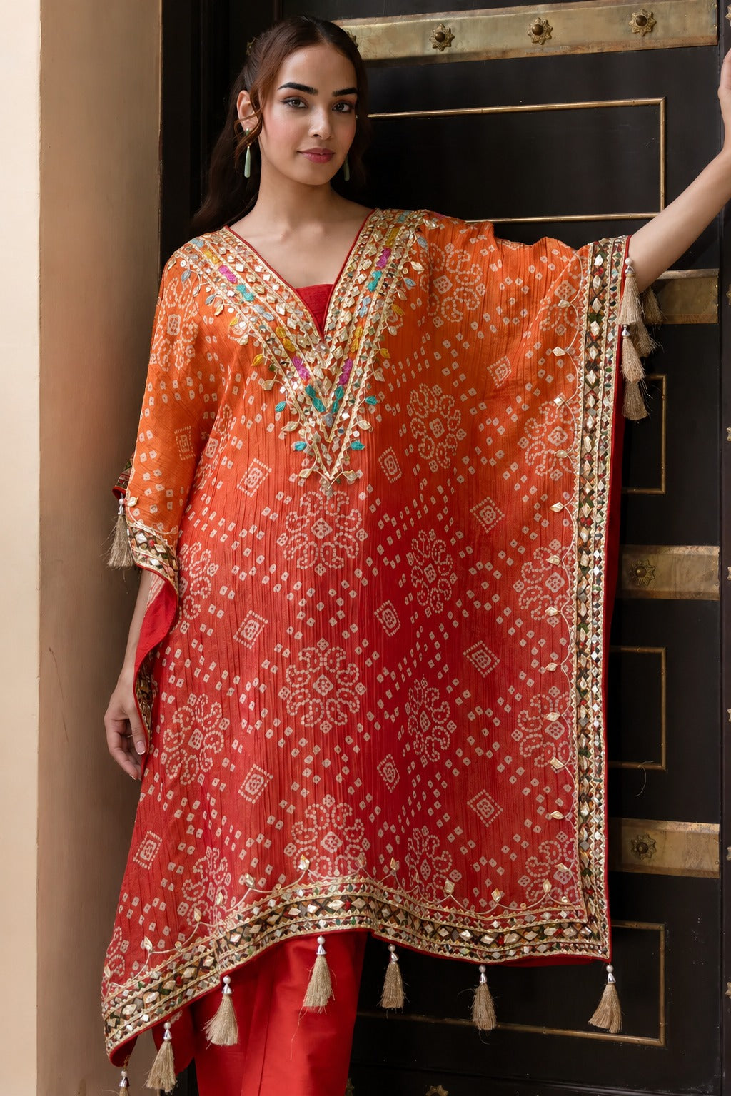 Rangrez Bandhani Kaftan Set