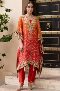 Rangrez Bandhani Kaftan Set