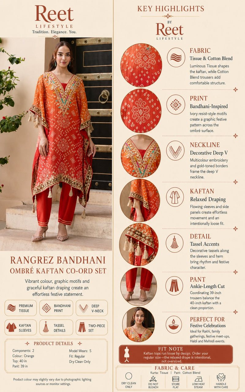 Rangrez Bandhani Kaftan Set