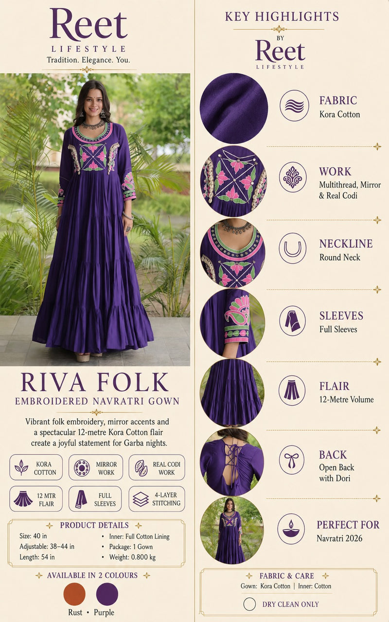 Riva Folk Embroidered Navratri Gown