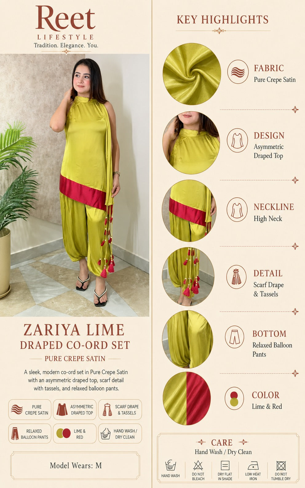 Zariya Lime Draped Co-ord Set