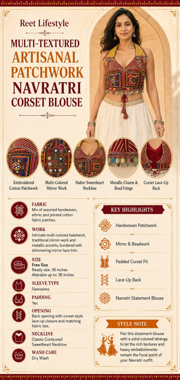 Mehr Navratri Embroidered Blouse only