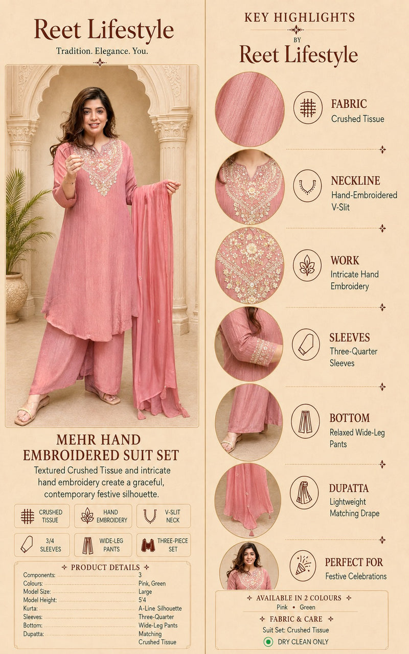 Mehr Mint Hand Embroidered Set