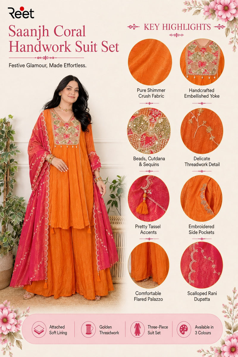 Saanjh Coral Handwork Suit Set