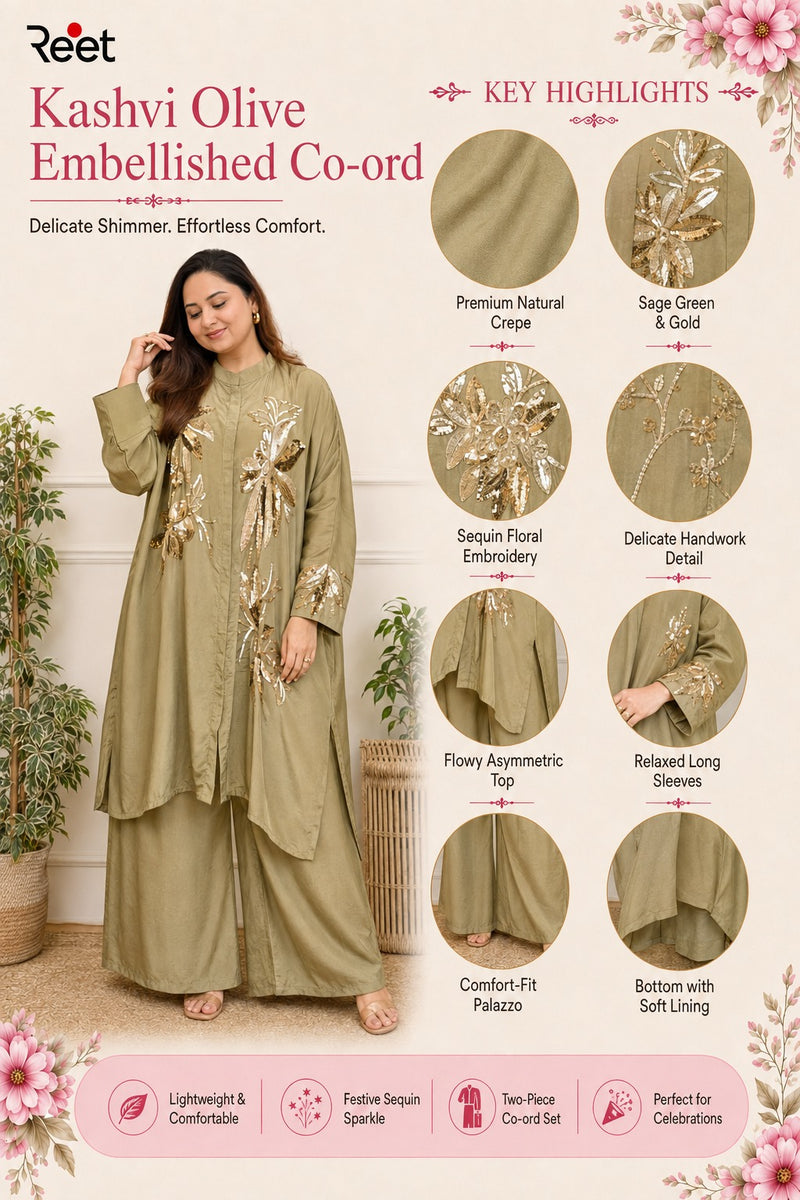 Kashvi Olive Embellished Co-ord Set