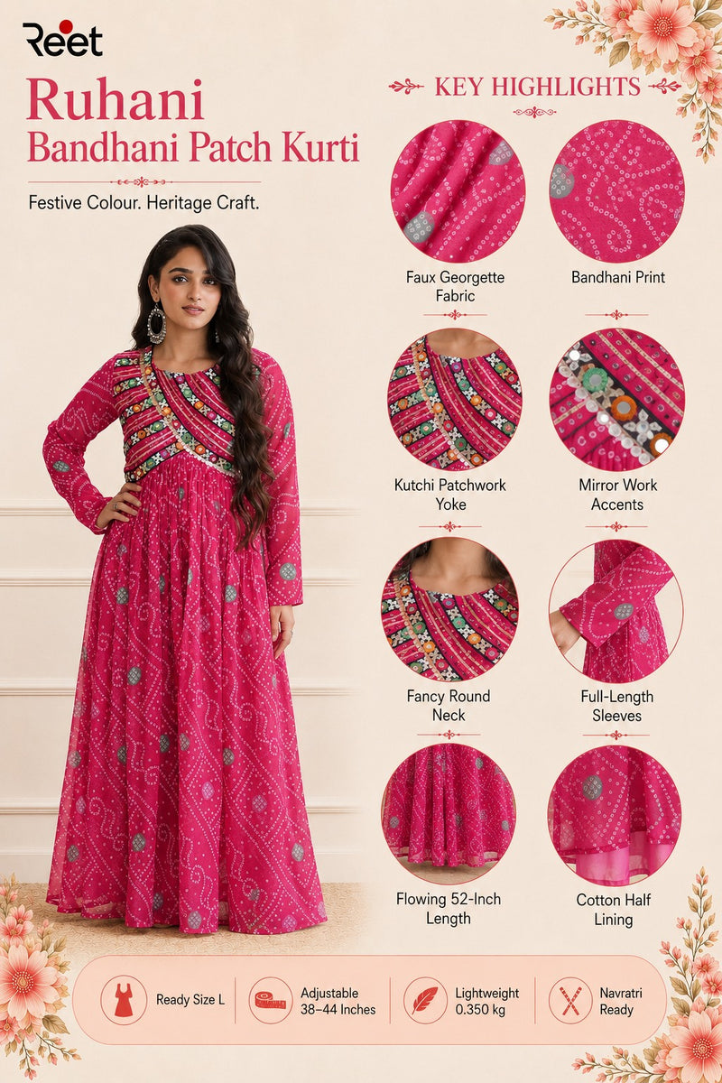 Ruhani Bandhani Patch Kurti
