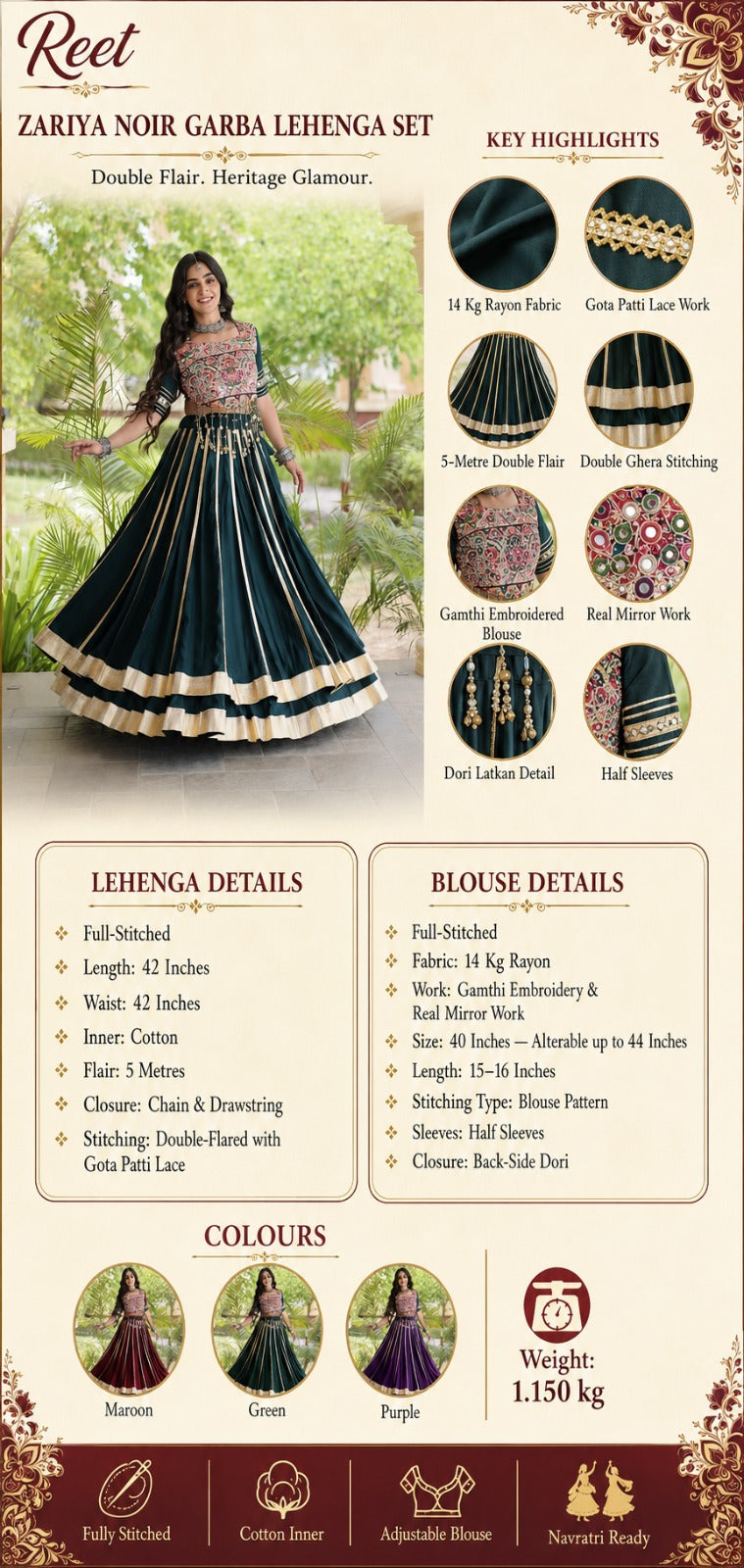 Zariya Noir Garba Lehenga Set