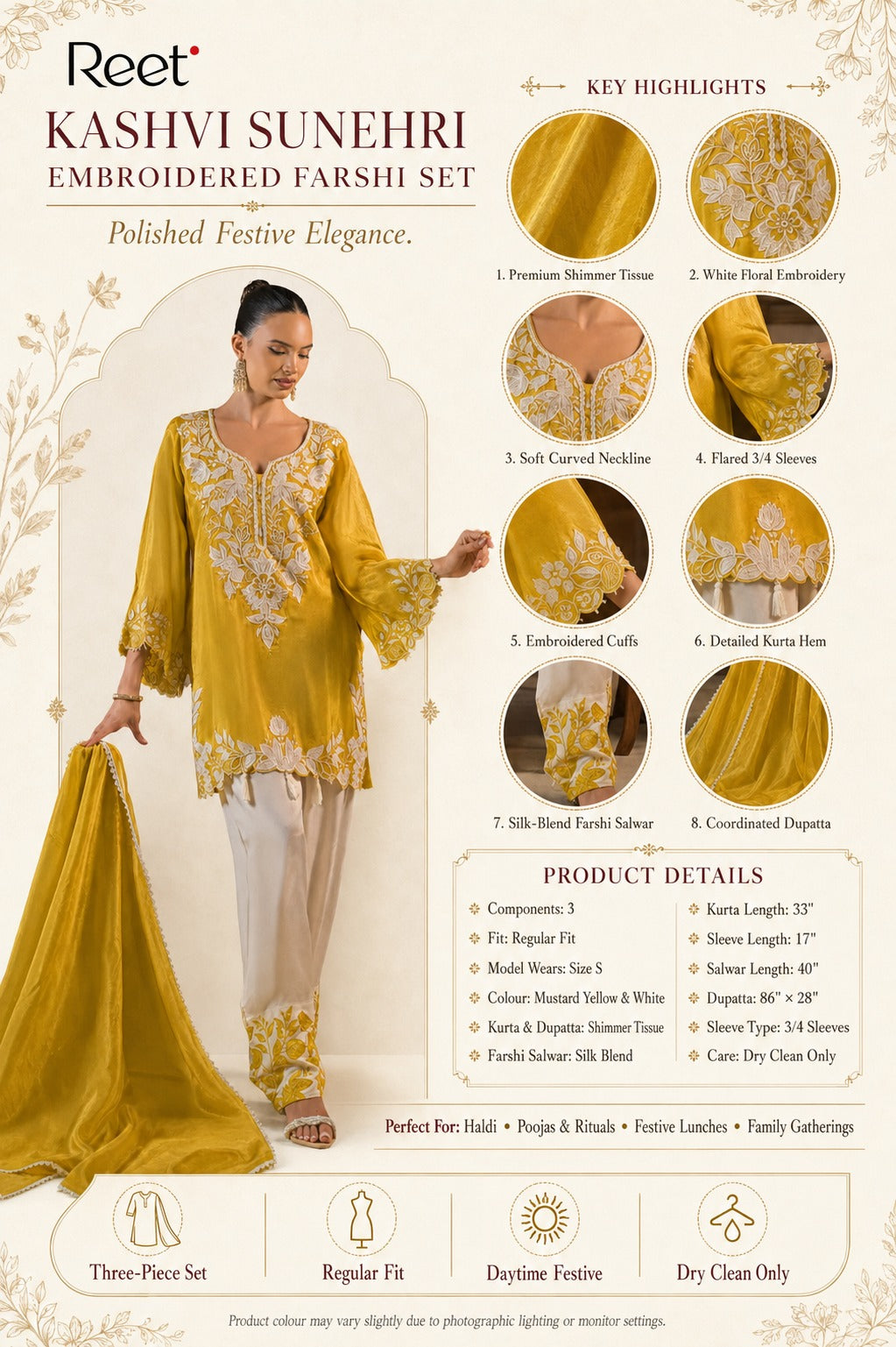 Kashvi Sunehri Embroidered Farshi Set