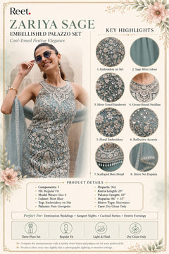Zariya Sage Embellished Palazzo Set