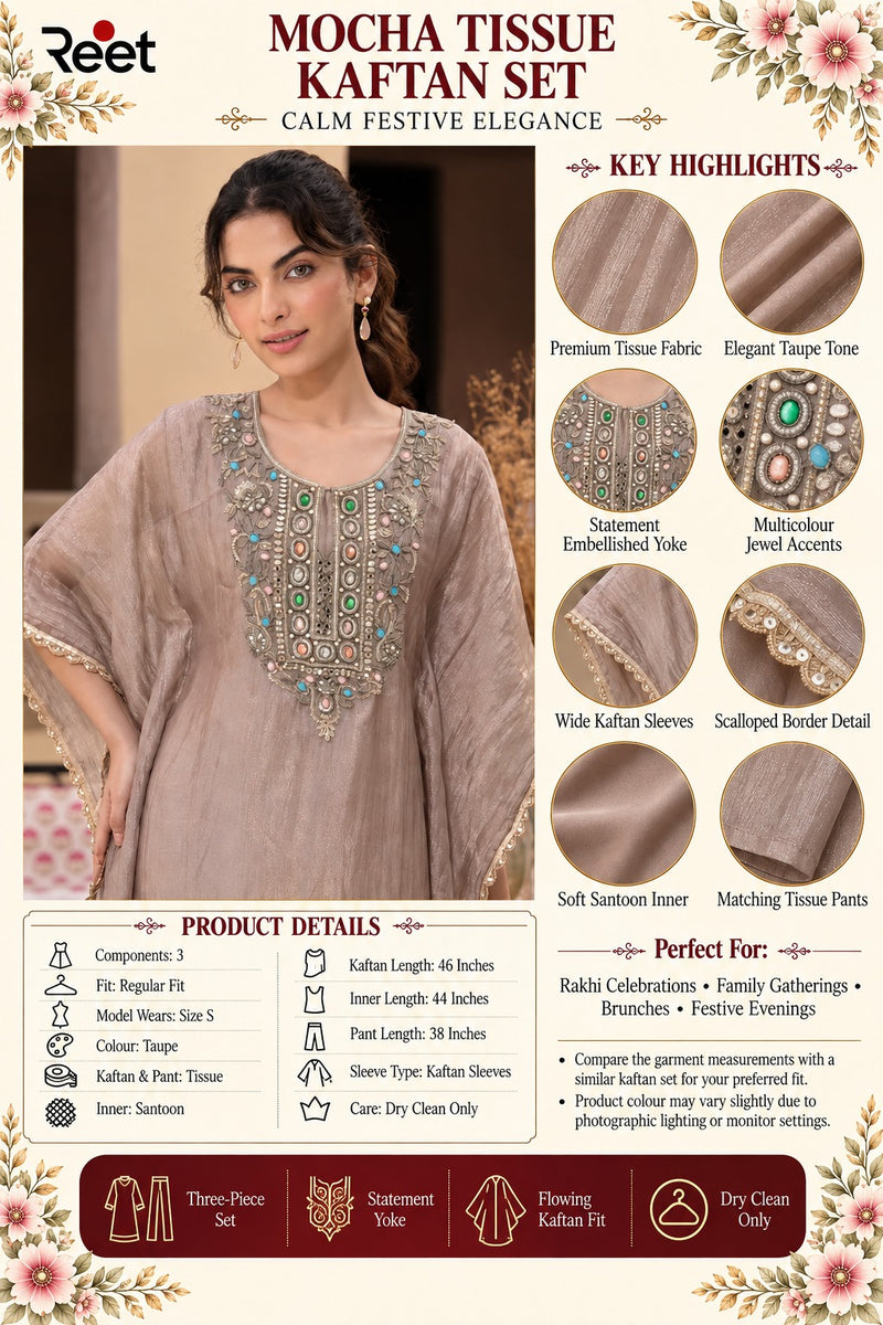 Mocha Tissue Kaftan Set