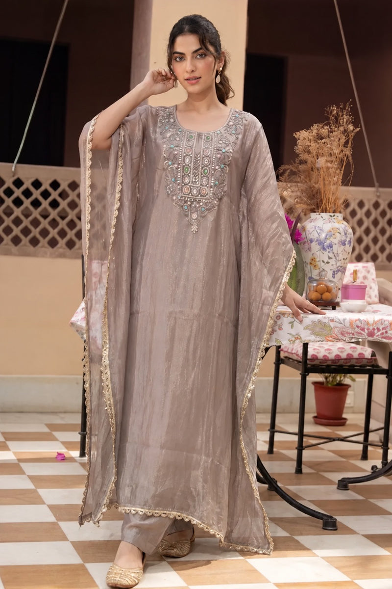 Mocha Tissue Kaftan Set