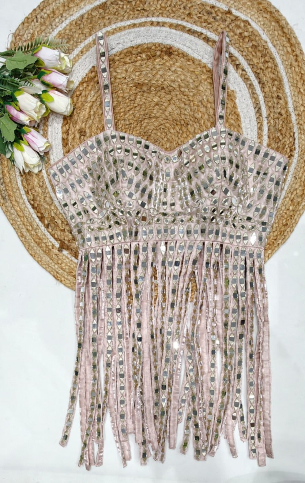 Blue Mirror Fringe Blouse