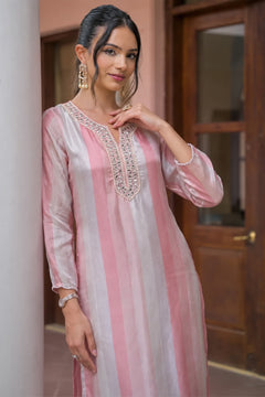 Blush Stripe Embellished Co-ord Set