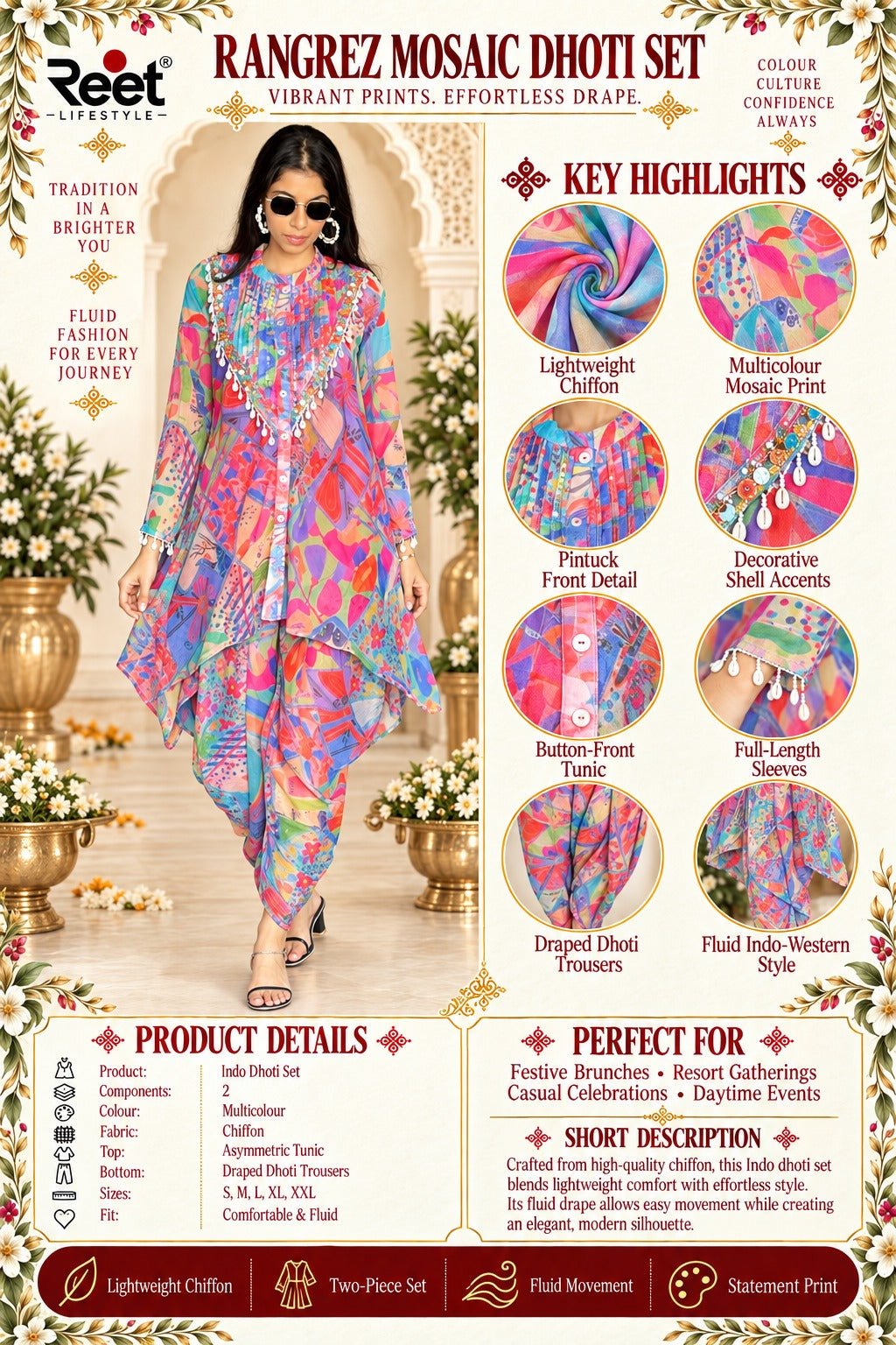 Rangrez Mosaic Dhoti Set