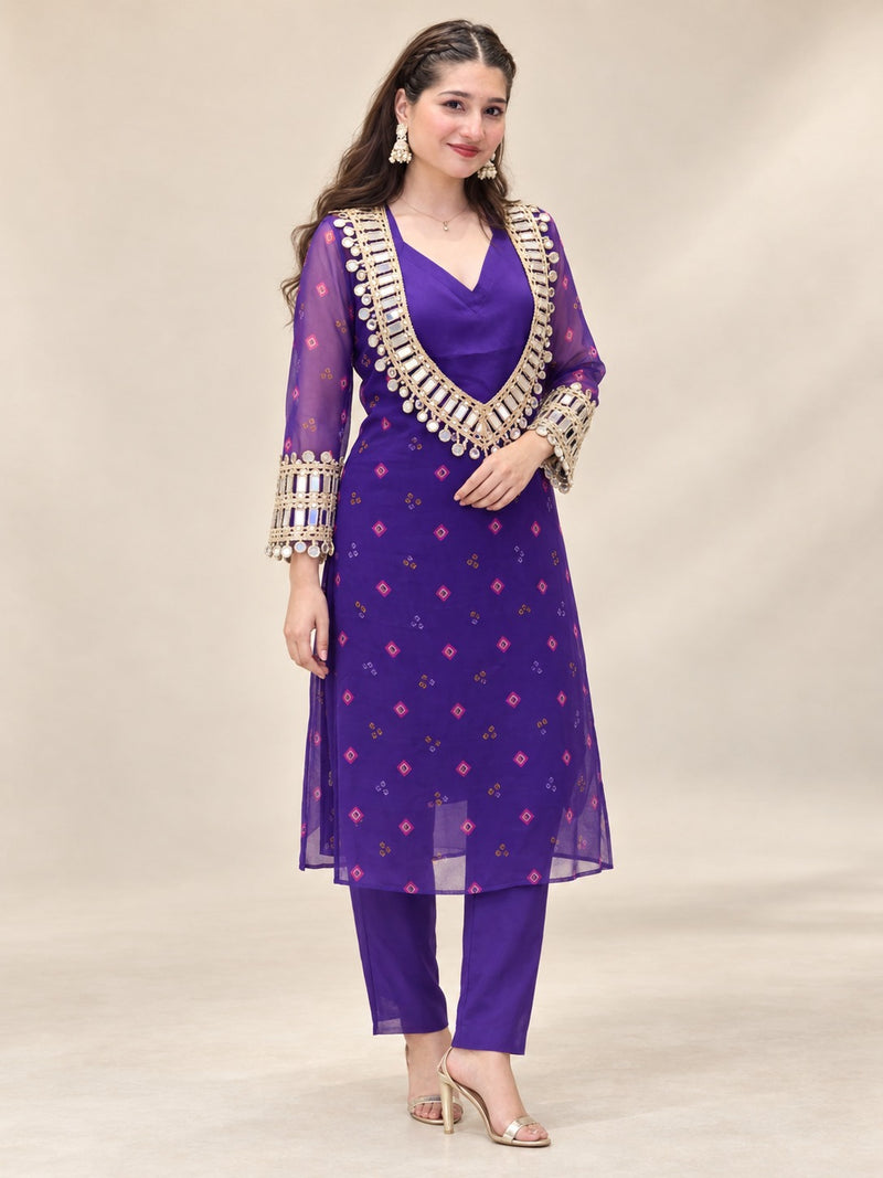 Meher Amethyst Festive Chiffon Set
