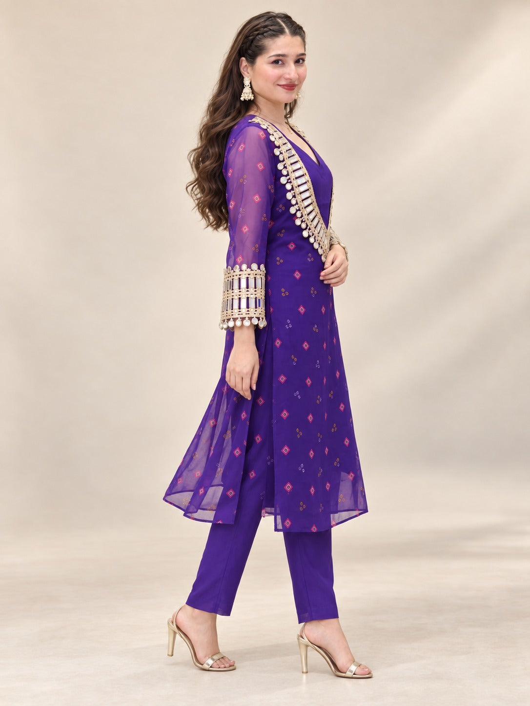 Meher Amethyst Festive Chiffon Set