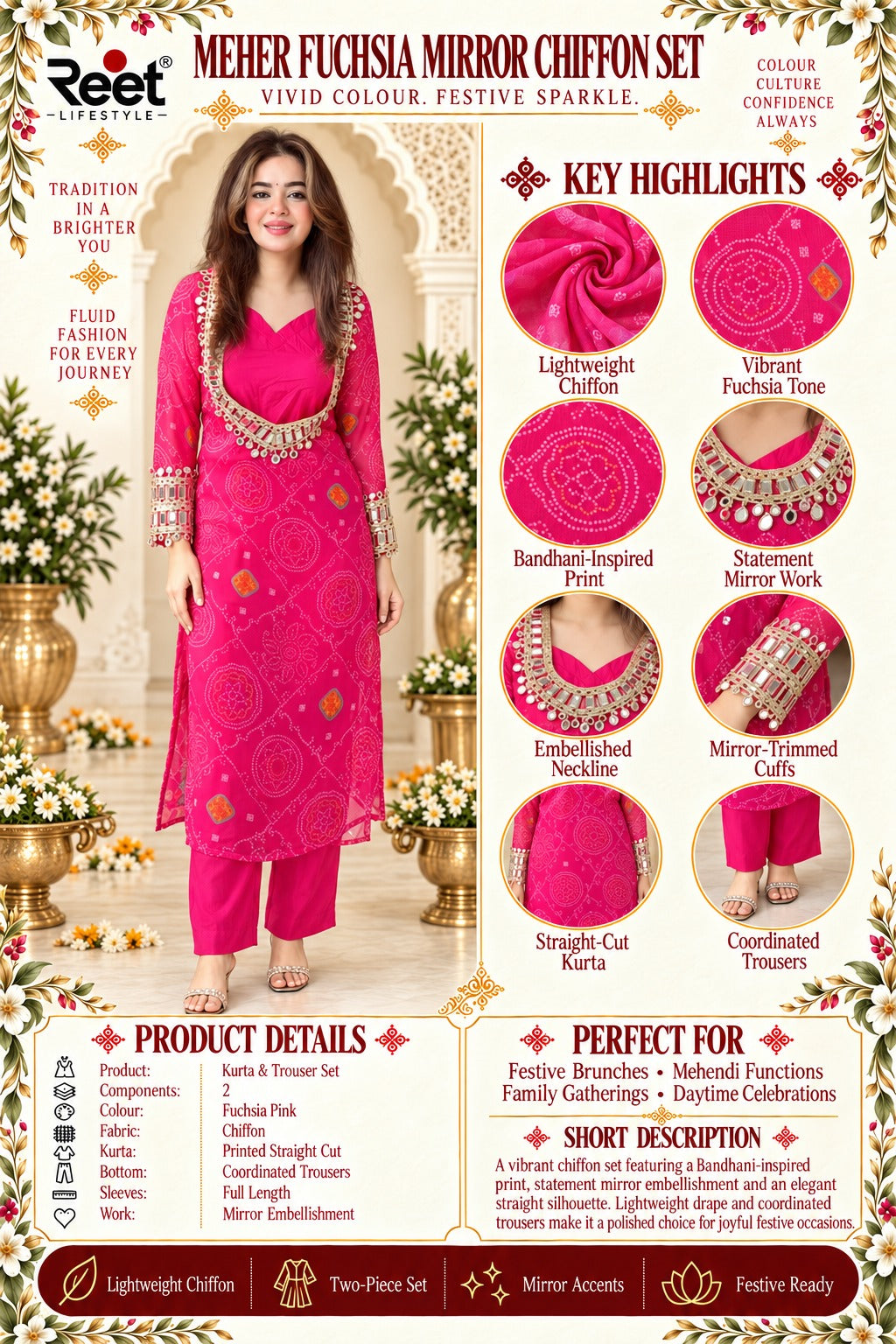 Meher Amethyst Festive Chiffon Set