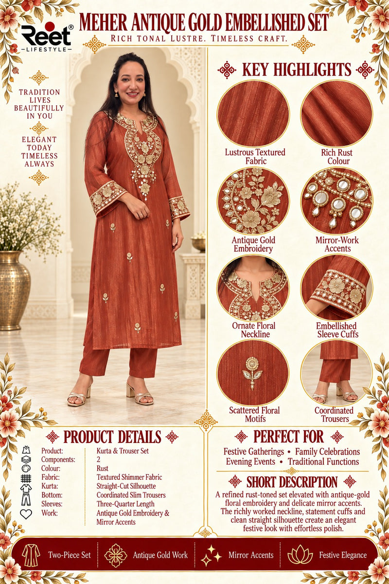 Meher Antique Gold Embellished Set